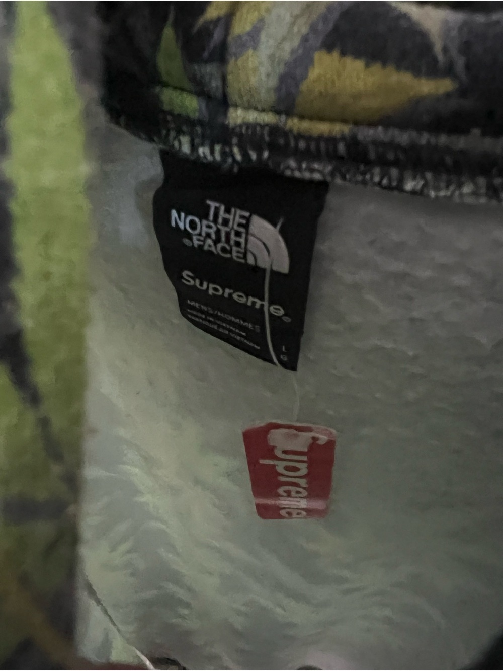 The North Face x Supreme Black Hoodie with Lime Green & Yellow Leaf Accents - Picture 5 of 6